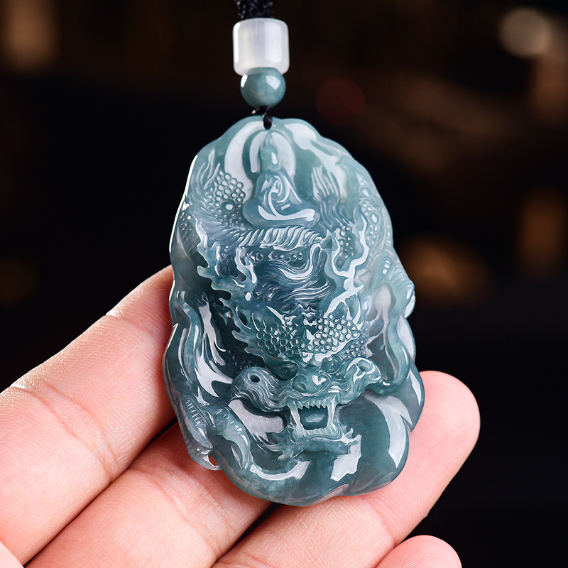 Women'S Vintage Accessories - Natural Burmese Jadeite Dragon Pendant Necklace
