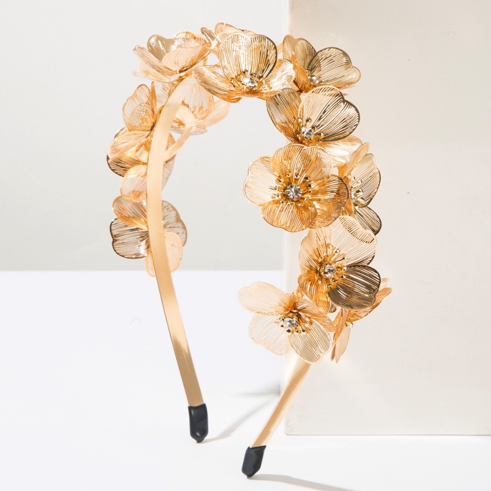 Wrap Ring Gold - Elegant Heavy Industry Flower Headband Party