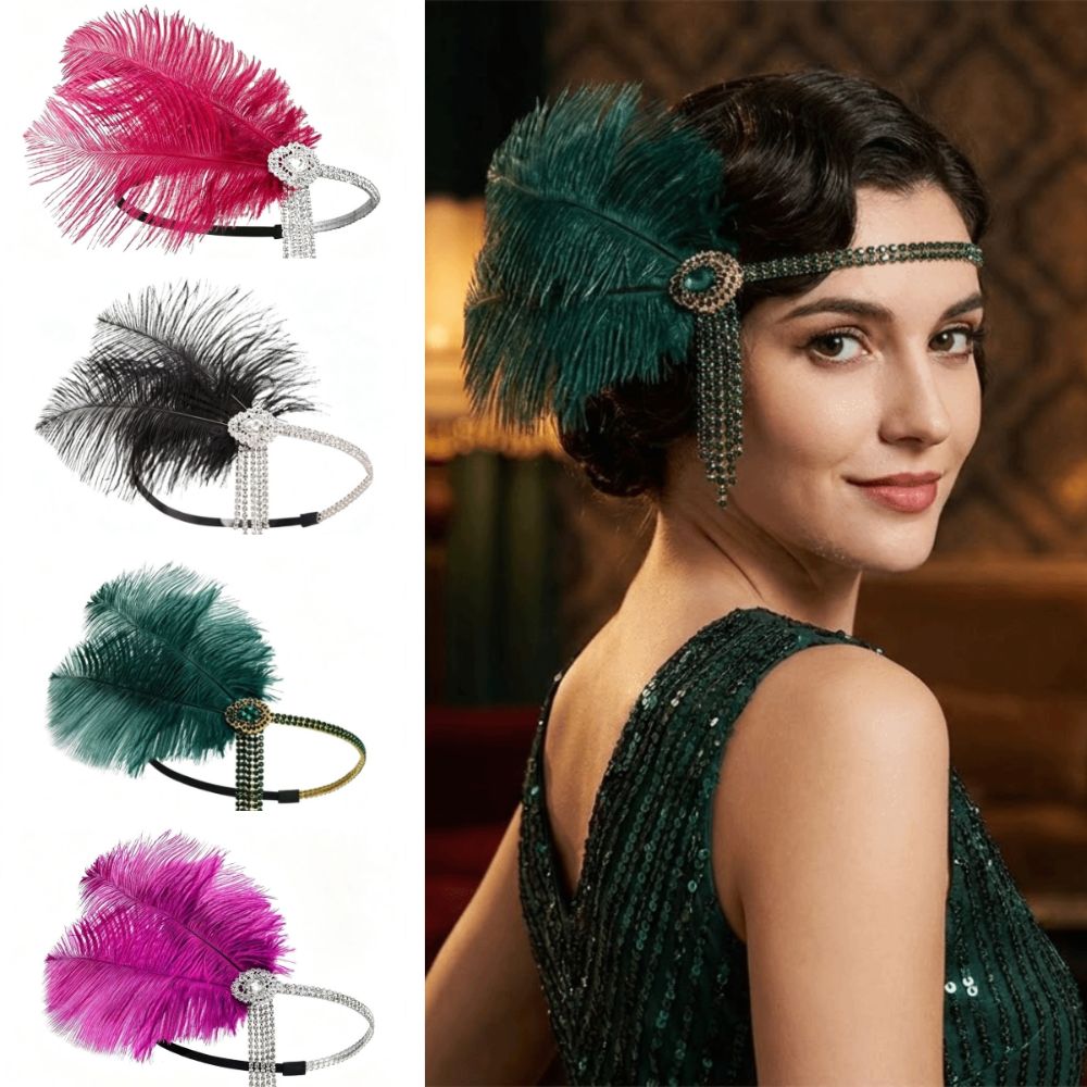 Women'S Accessories In The 1920S - Accessories Glistening Feather Headband Vintage Elegant