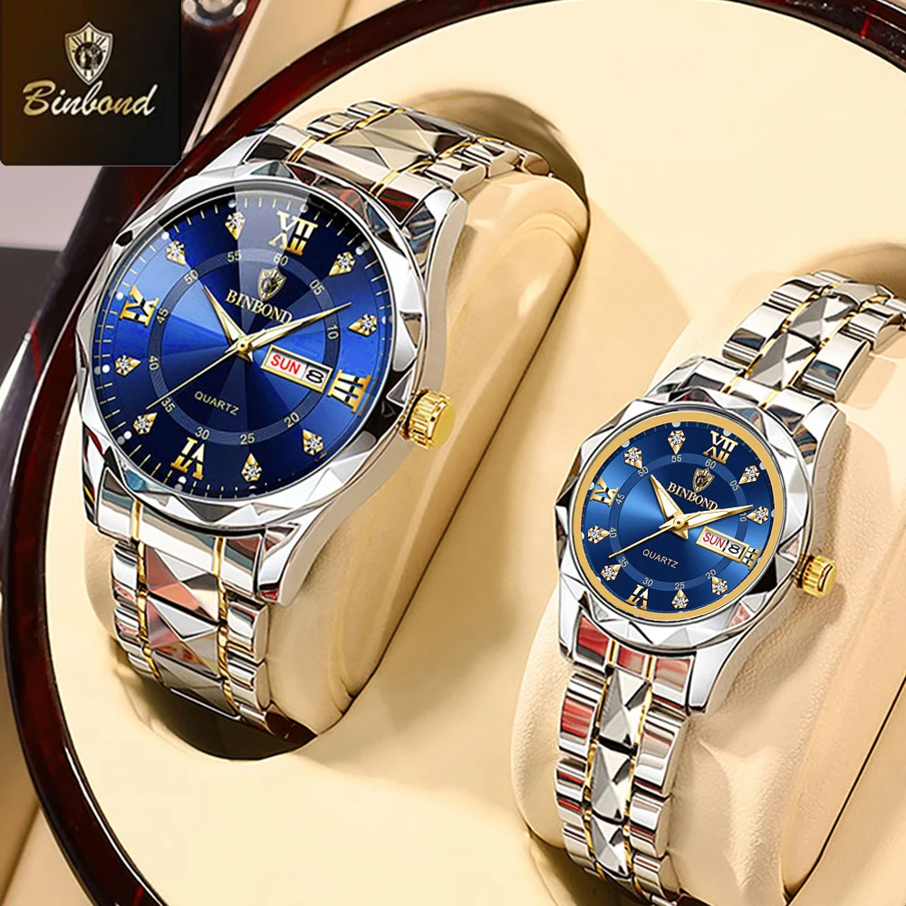Women Accessories Display - BINBOND 2pcs/Set Couple Watches Fashion Diamond
