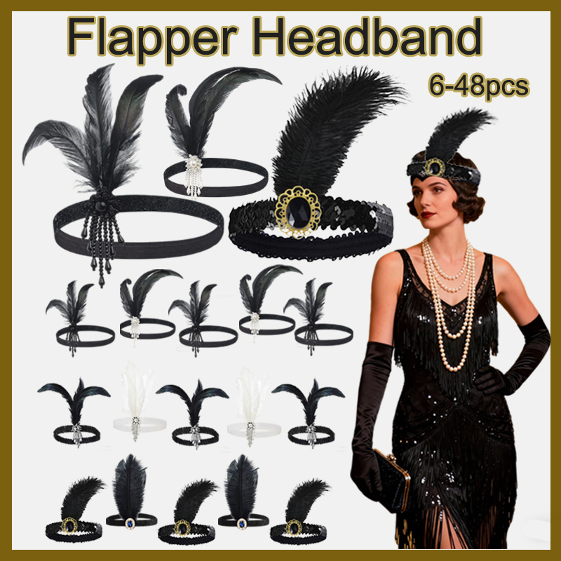 Women'S Accessories In The 1920S - 6-48PCS 1920s Flapper Headband Gatsby Accessories